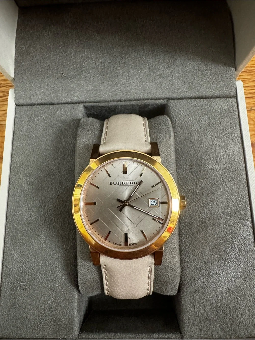 Burberry RoseGold-Tone Case Blush Pink Leather Strap Women's Watch